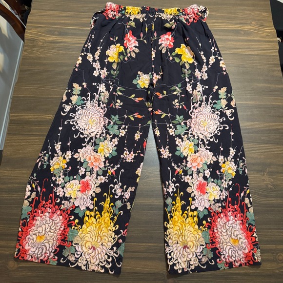 Johnny Was Helena Split Leg Pants Womens Small Floral Coverup Tie Waist Colorful - Picture 4 of 12
